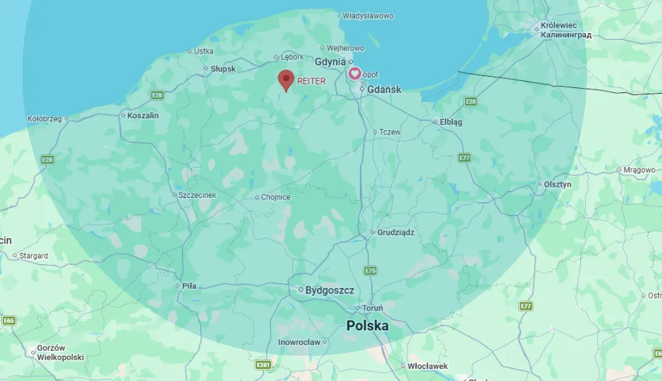 Mapa zasięgu dostaw HDS Reiter