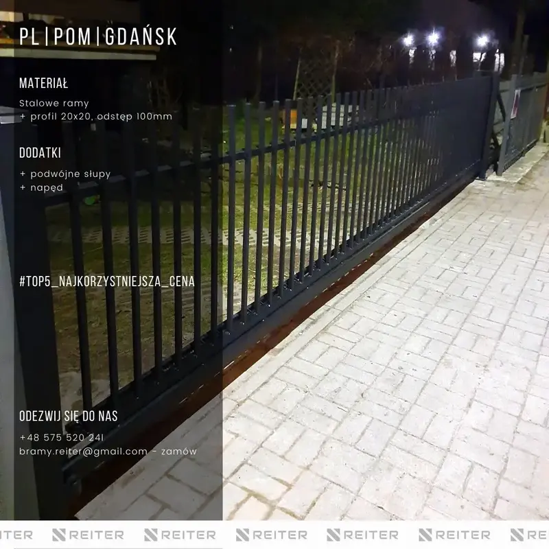 Brama przesuwna klasyczna, z montazem i automatyka - Gdansk, Osowa 2