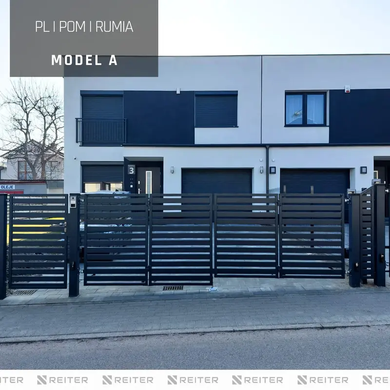 bramy harmonijkowe w poziomym wzorze na trudnym terenie rumia kolo wejherowa